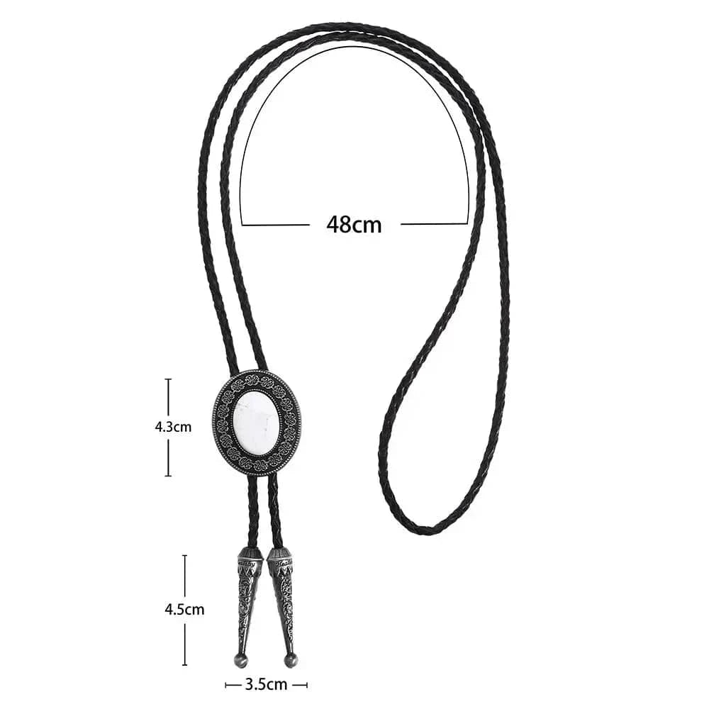 Bolo tie i läder med natursten