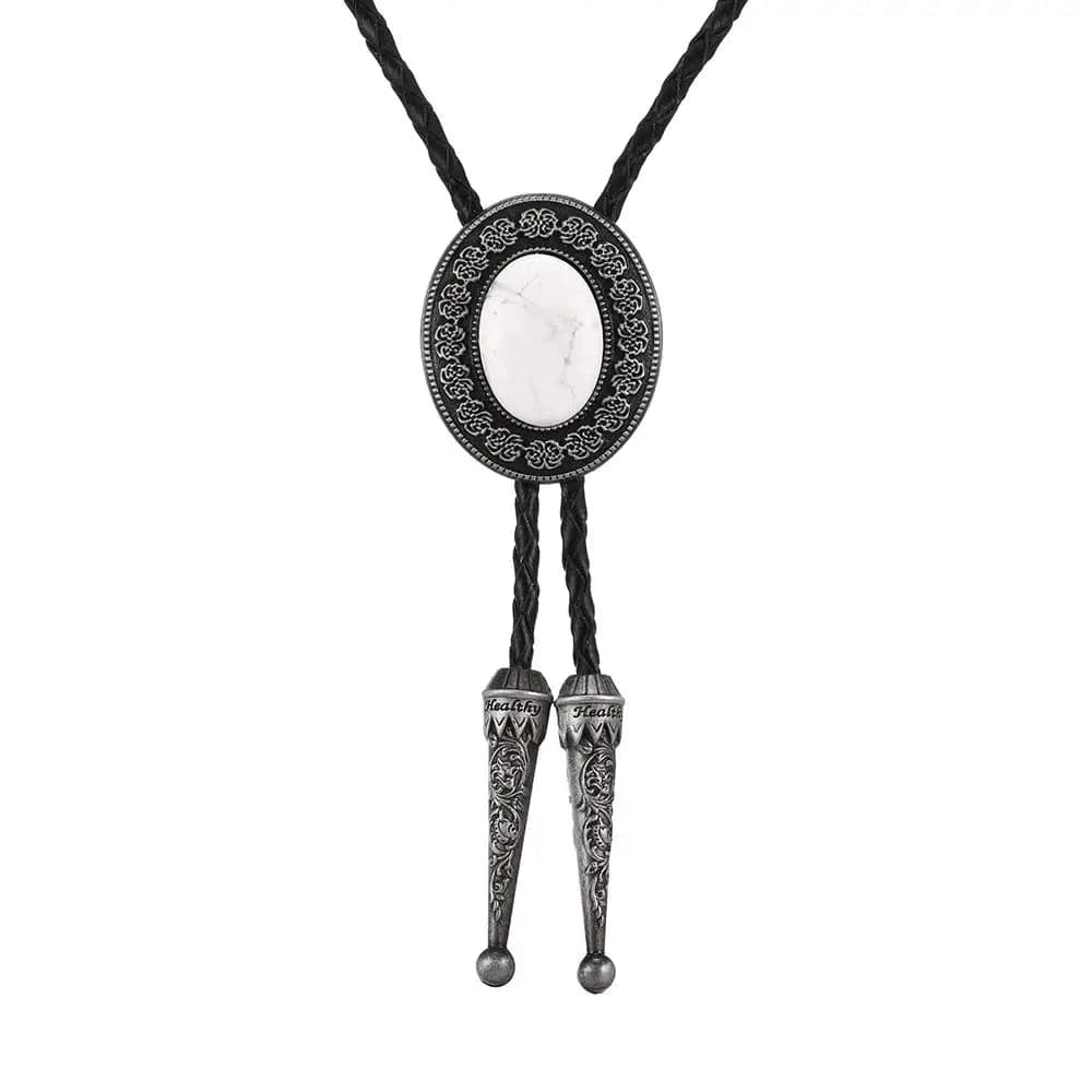 Bolo tie i läder med natursten
