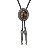 Bolo tie i läder med natursten Champagne