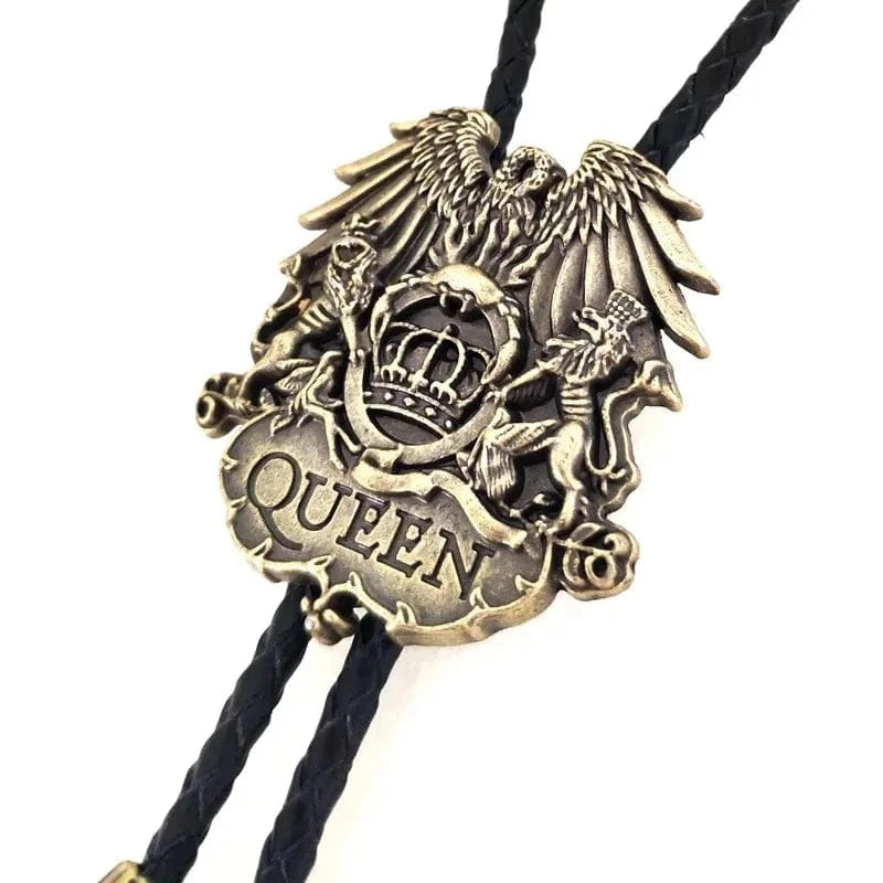 Bolo tie i läder med örnmotiv och metallkrona