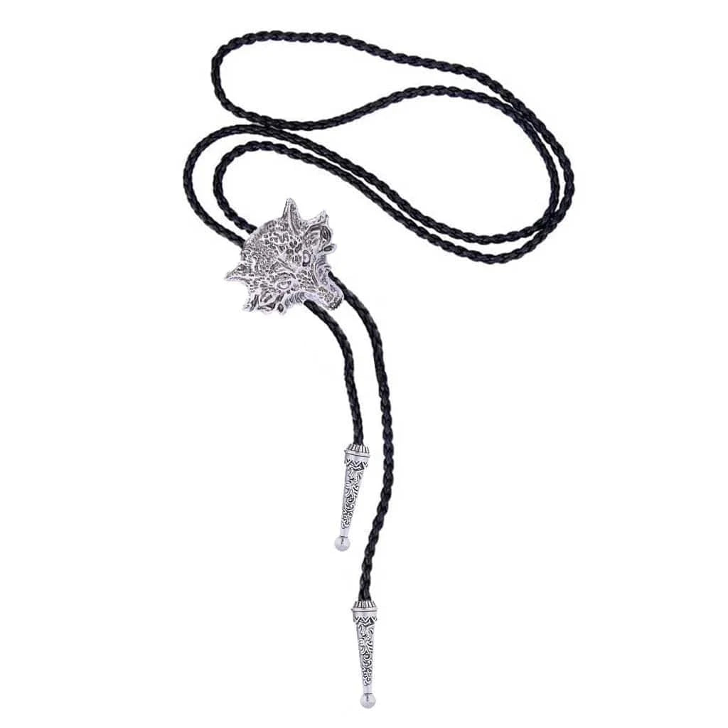 Bolo tie med 3D-varghuvud i metall