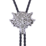 Bolo tie med 3D-varghuvud i metall Antiksilver