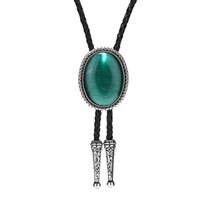 Bolo tie med äkta agatsten Grön
