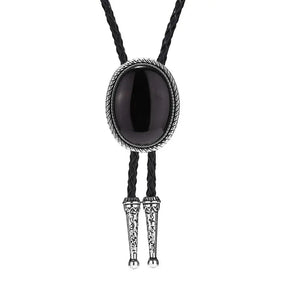 Bolo tie med äkta agatsten Svart