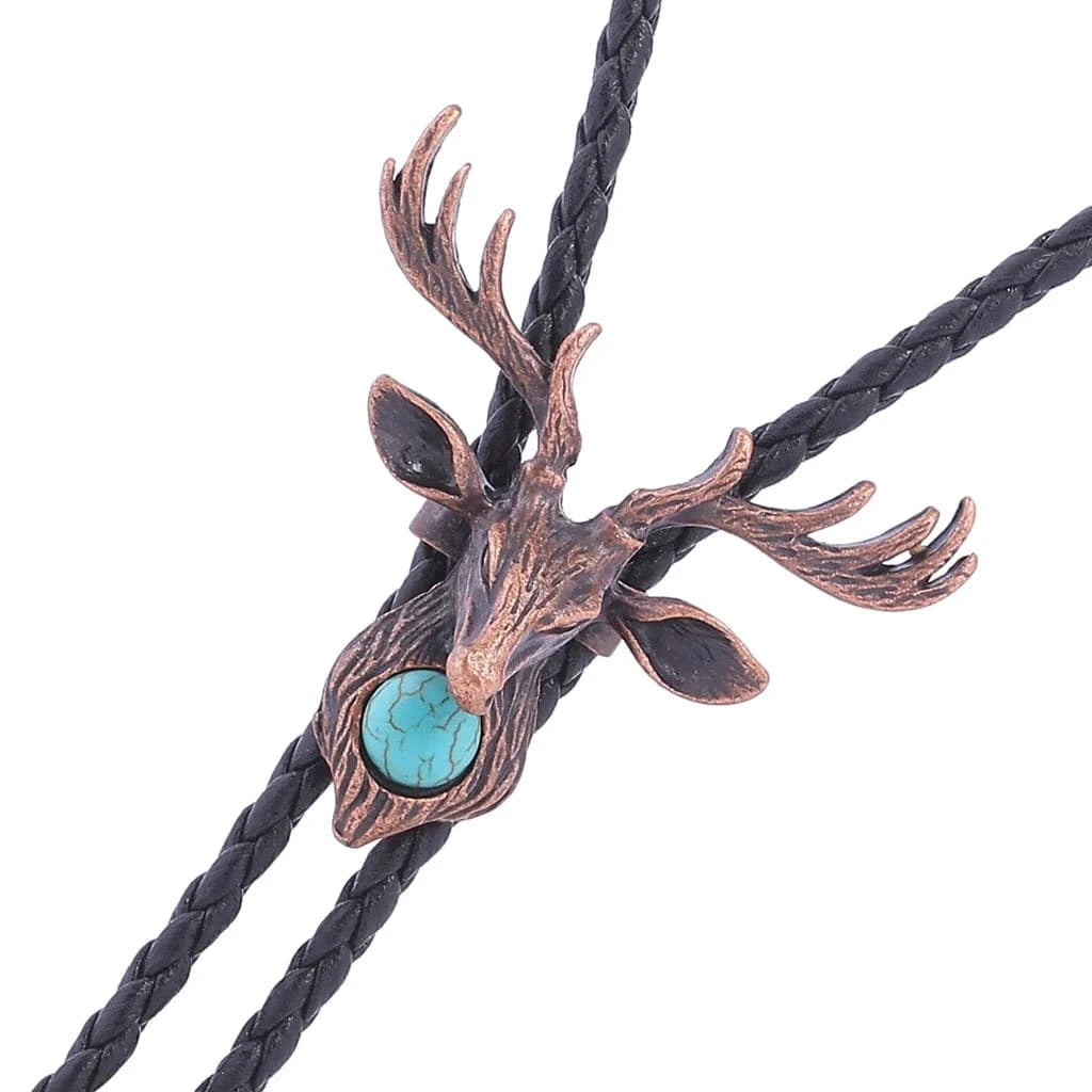 Bolo tie med älghuvud och blå sten