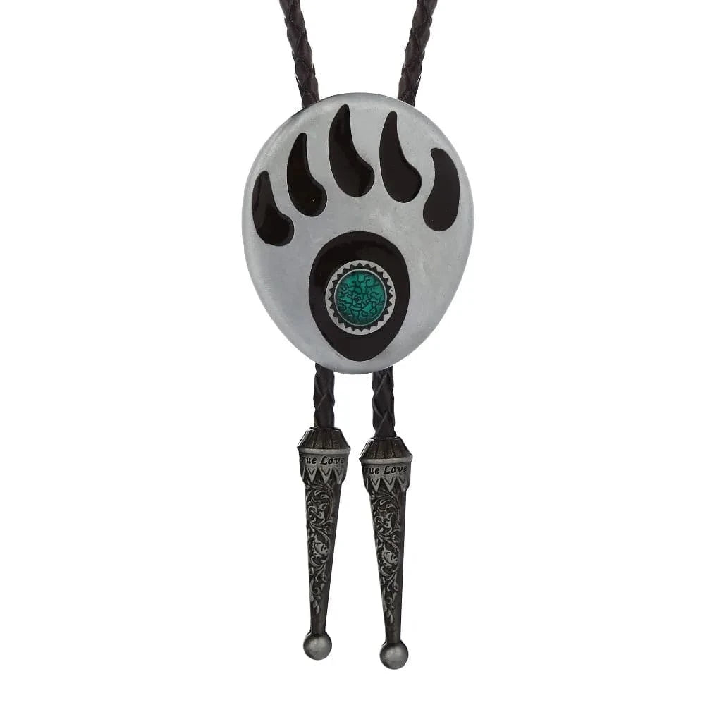 Bolo tie med björnspår och agatsten Silver