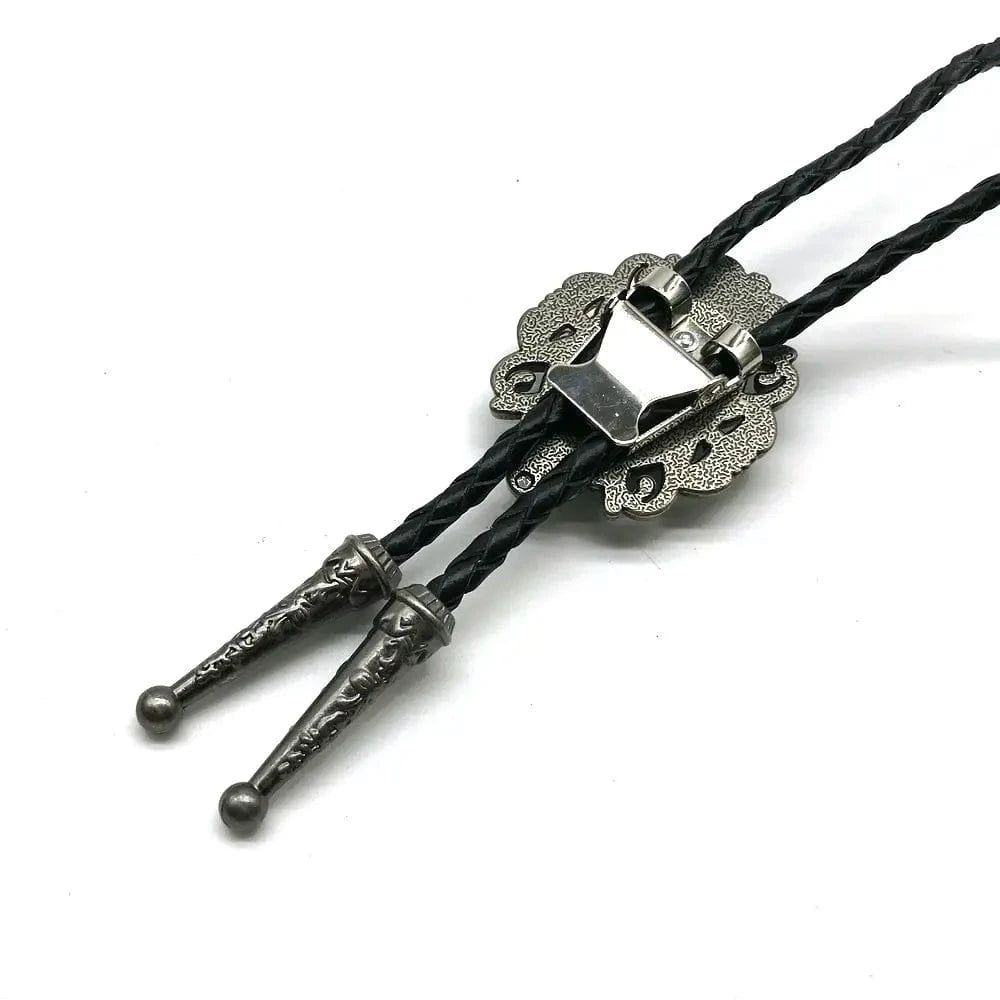 Bolo tie med blå turkossten  och antiksilverram Turkosblå