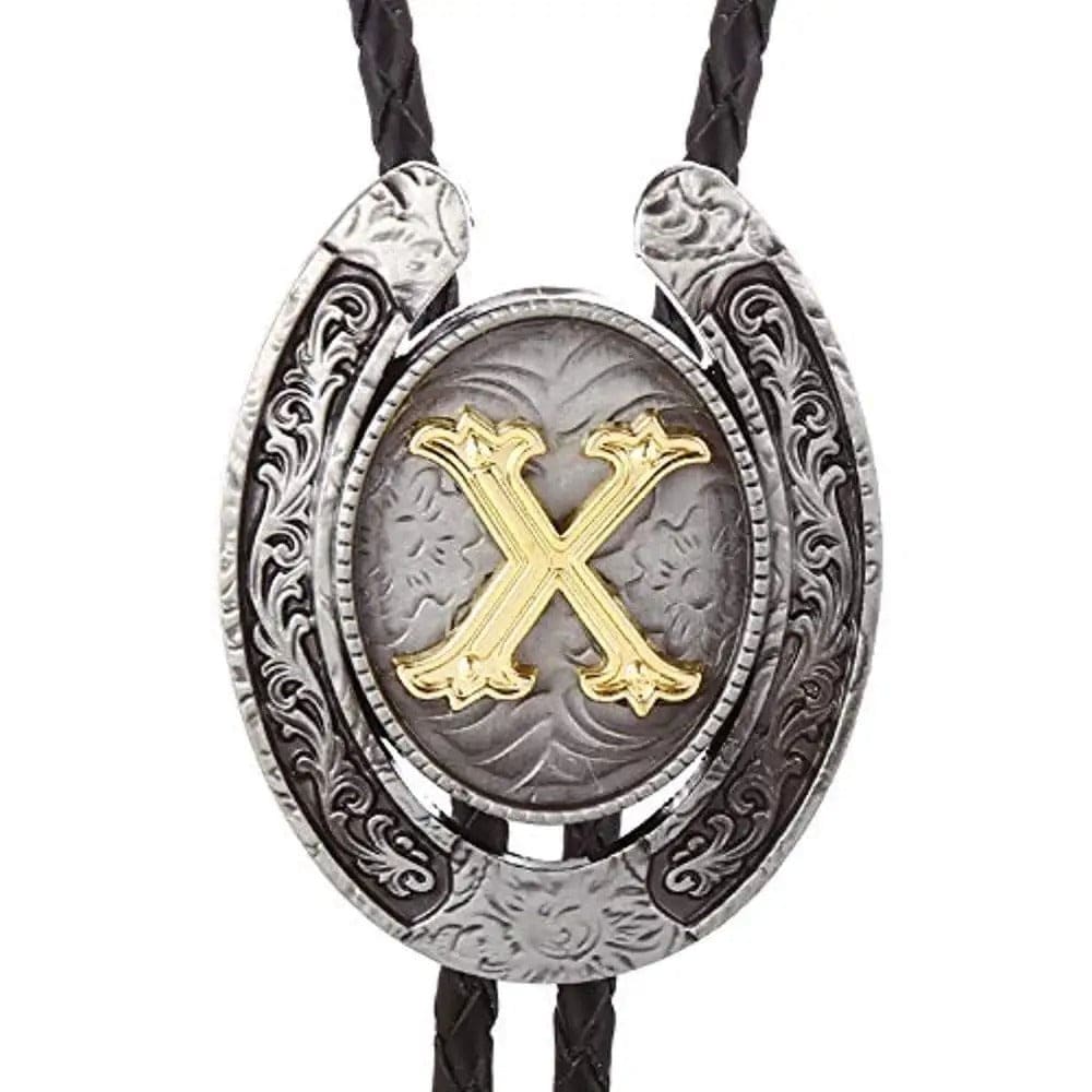 Bolo tie med bokstavsemblem A–Z Silver X