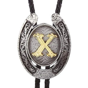 Bolo tie med bokstavsemblem A–Z Silver X