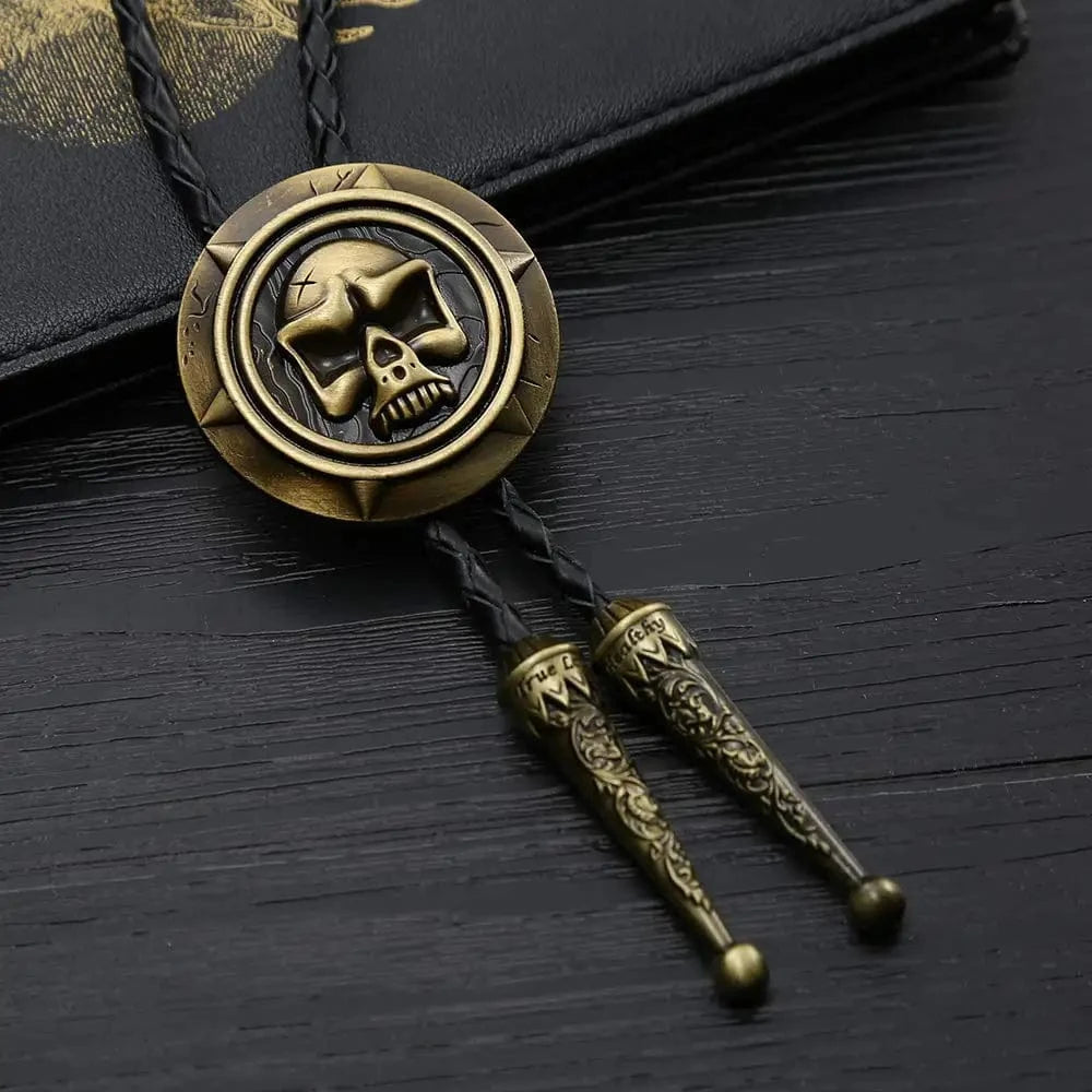 Bolo tie med dödskalle i metall