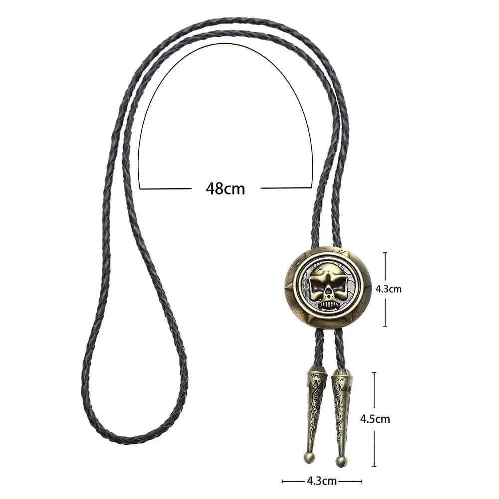 Bolo tie med dödskalle i metall