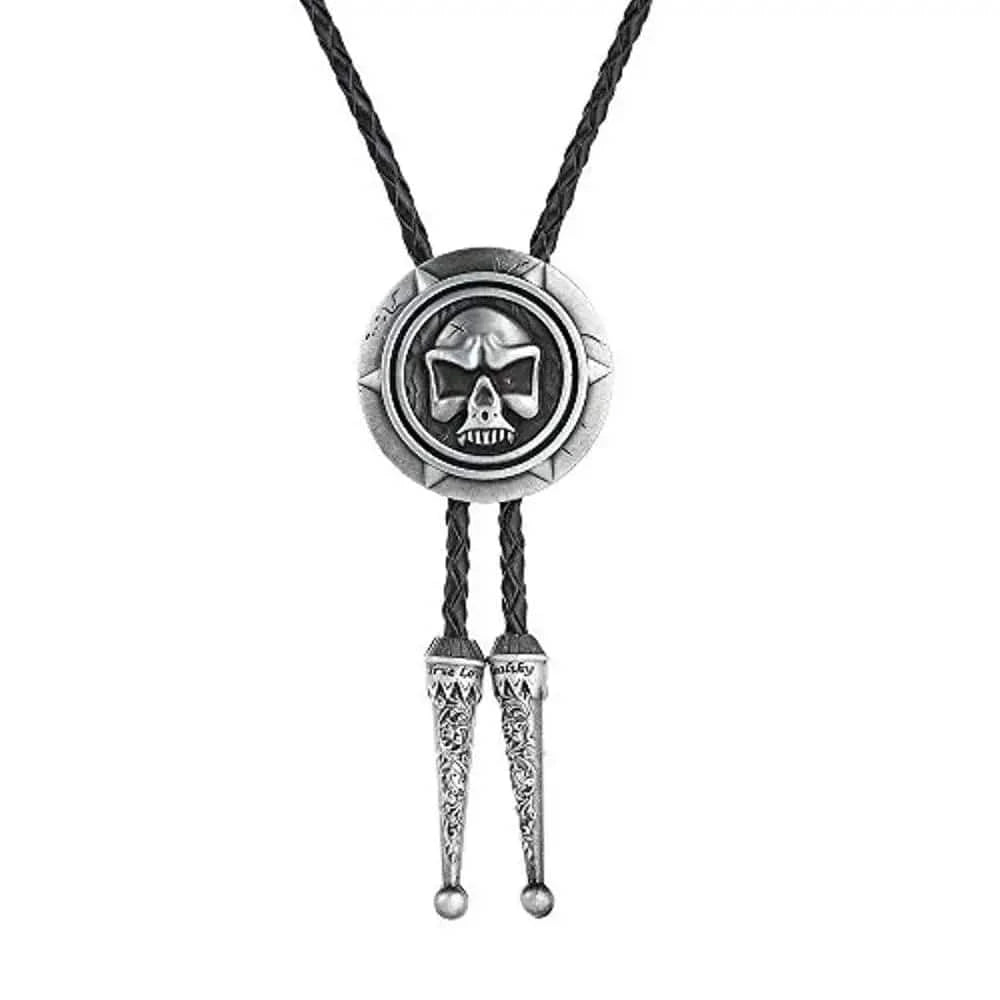 Bolo tie med dödskalle i metall Silver