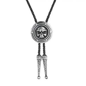 Bolo tie med dödskalle i metall Silver