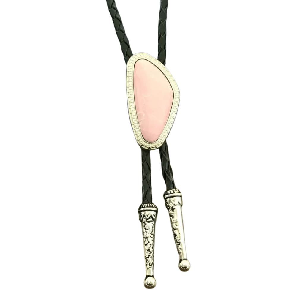 Bolo tie med färgad sten i oregelbunden form Rosa