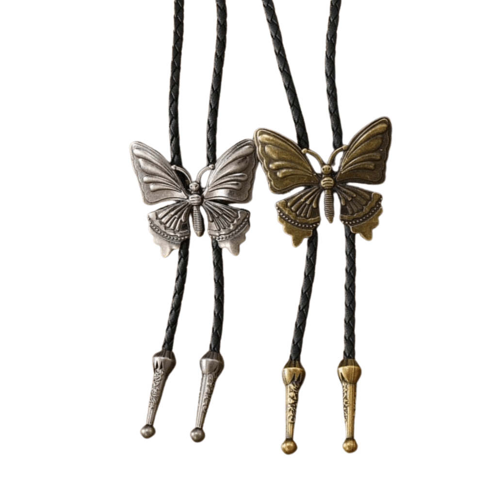 Bolo tie med fjäril i metall Silver och brons