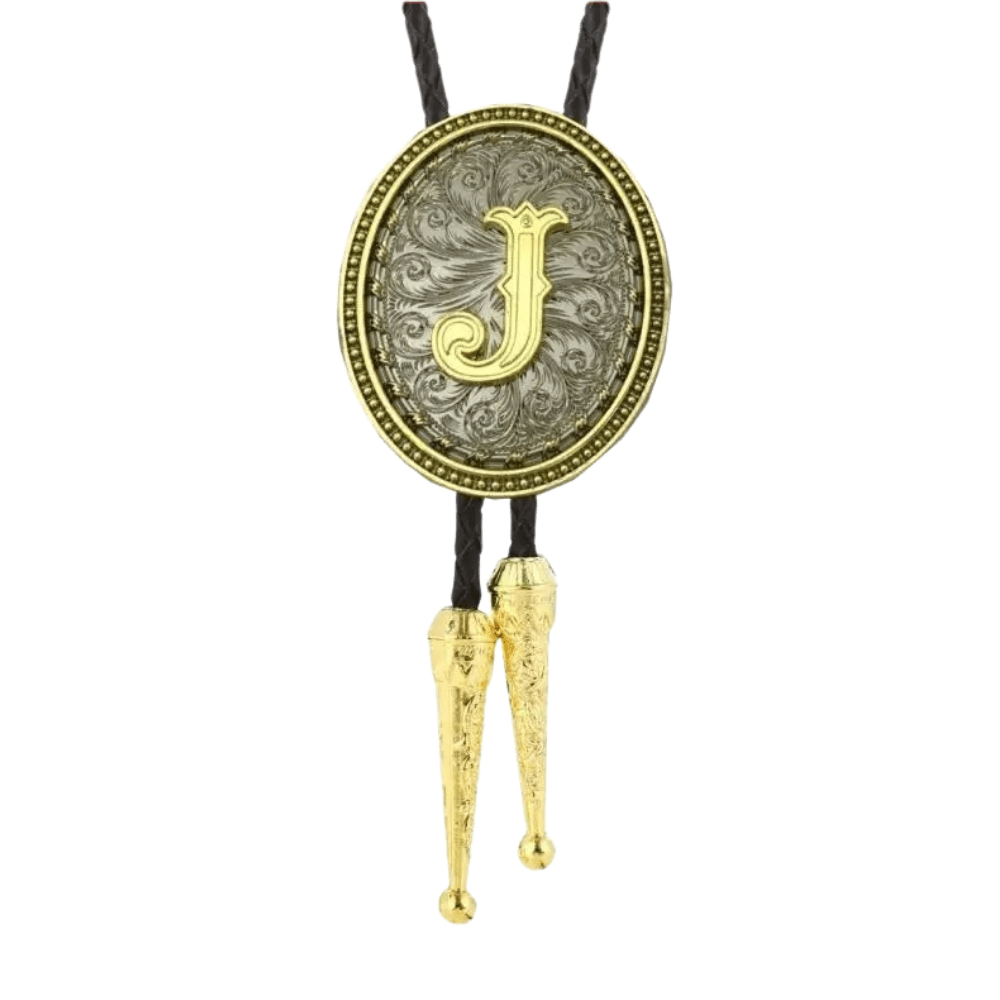 Bolo tie med initial A–Z i tvåtonad metall J