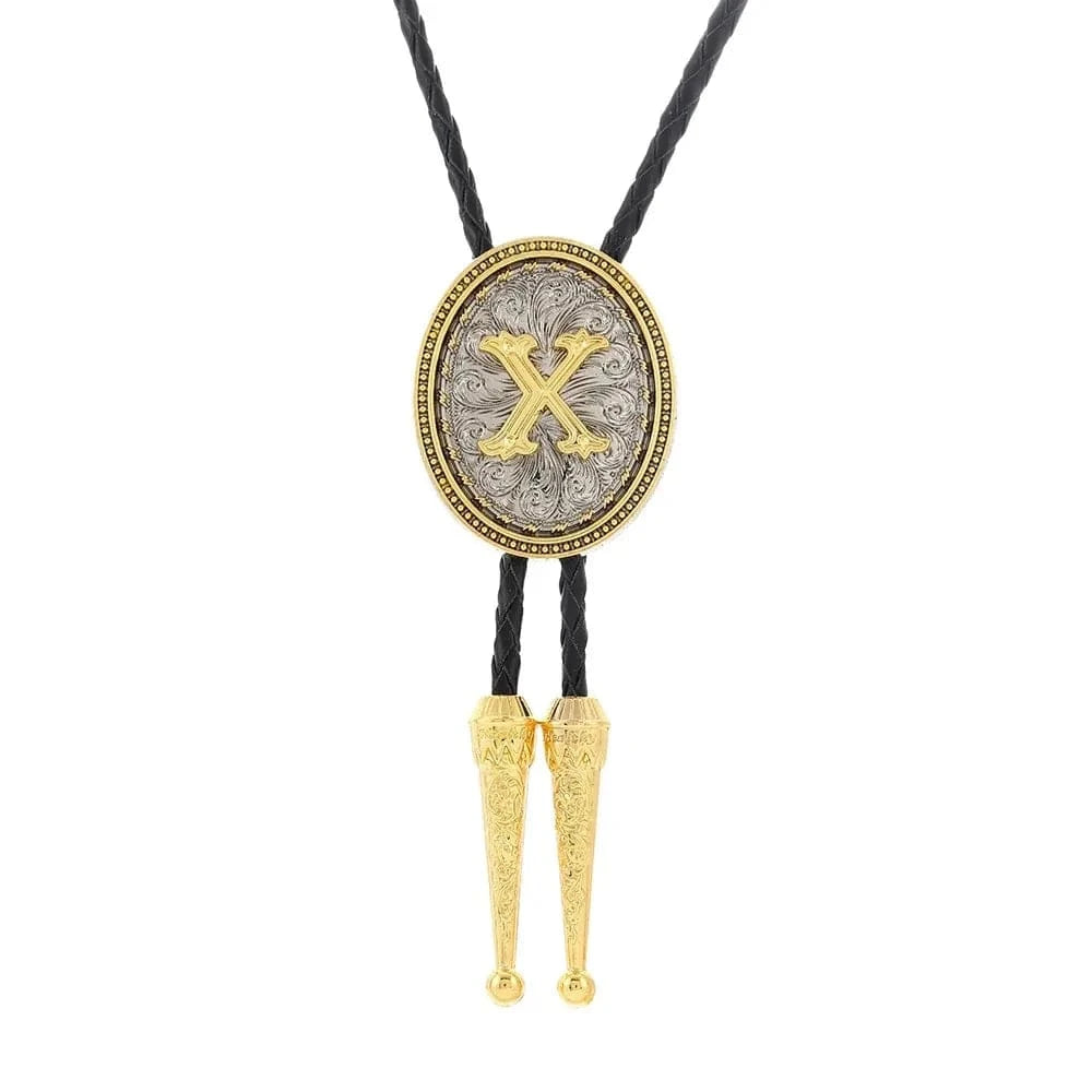 Bolo tie med initial A–Z i tvåtonad metall X