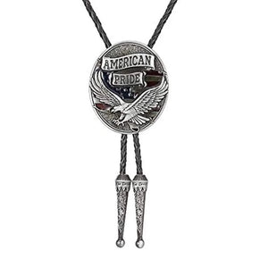 Bolo tie med örn och "American Pride"-emblem Silver