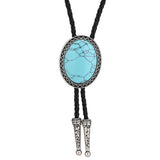 Bolo tie med oval ädelstensimitation Turkosblå