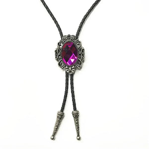 Bolo tie med oval glassten och vintagekrona Rosa