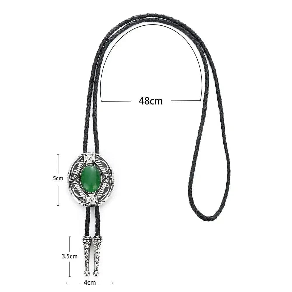 Bolo tie med oval sten och vågformad ram