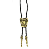 Bolo tie med oxskalle i metall och läderband Guld