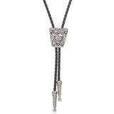 Bolo tie med oxskalle i metall och läderband Silver