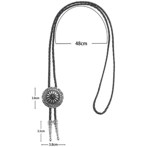 Bolo tie med runt metallhänge och lädersnöre