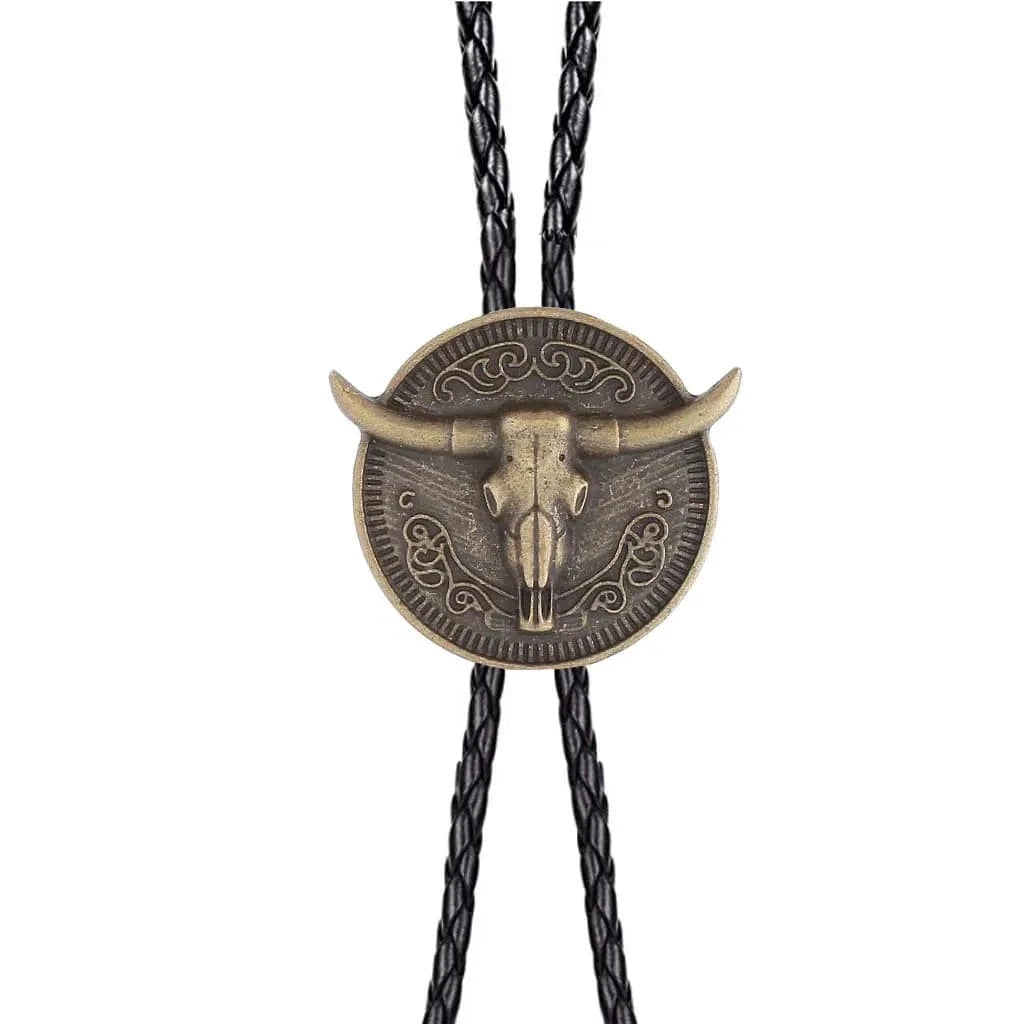 Bolo tie med tjurhuvud med långt horn