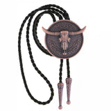 Bolo tie med tjurhuvud med långt horn Koppar
