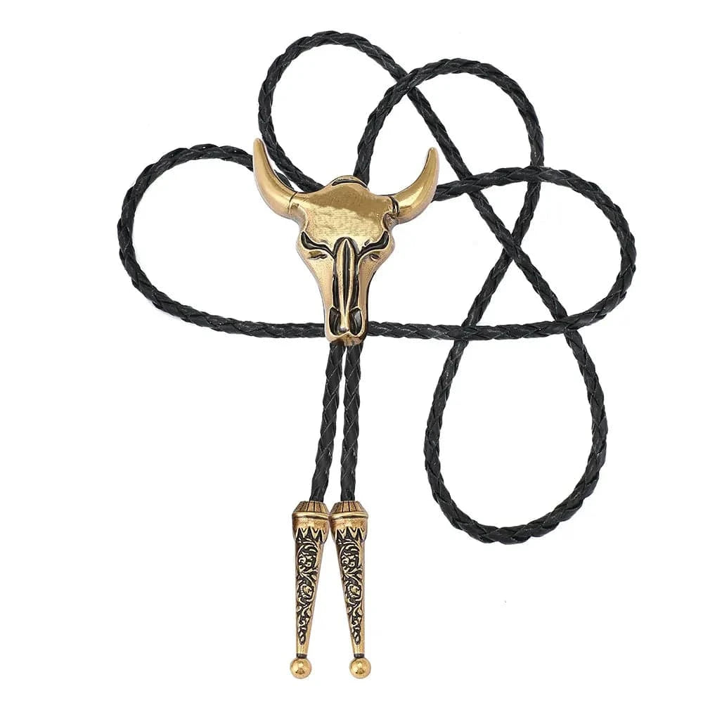 Bolo tie med tjurskalle i antik mässing Mässing