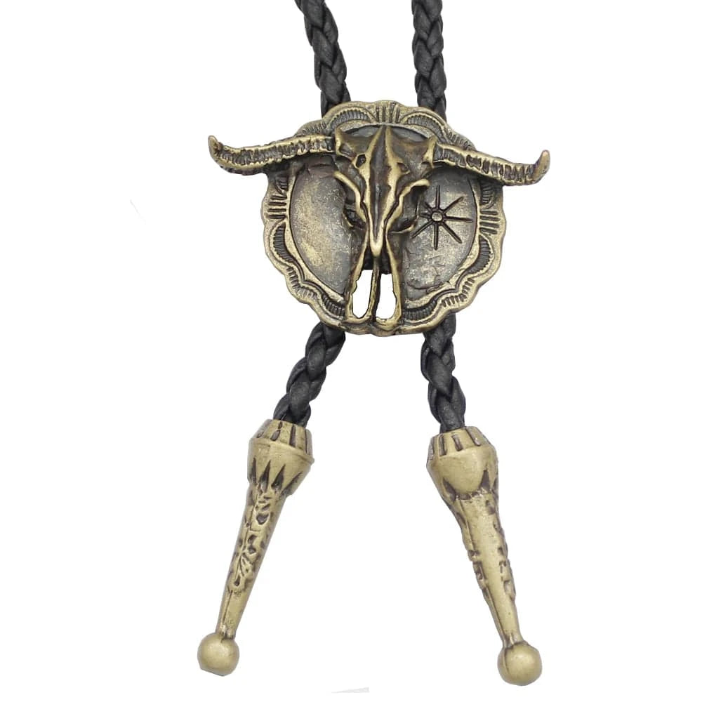 Bolo tie med tjurskalle i vintagestil Guld