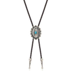 Bolo tie med turkosdetalj och justerbar läderrem