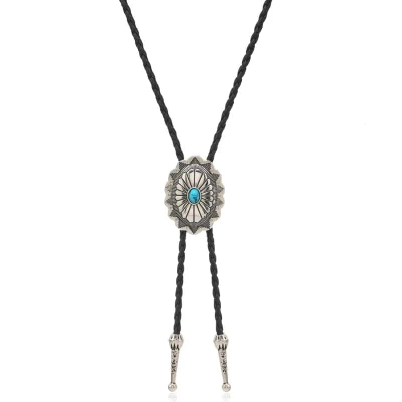 Bolo tie med turkosdetalj och justerbar läderrem