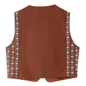 Broderad Väst Dam med Paljetter