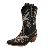 Broderade cowboyboots i boho stil med 6cm klack Svart / 35