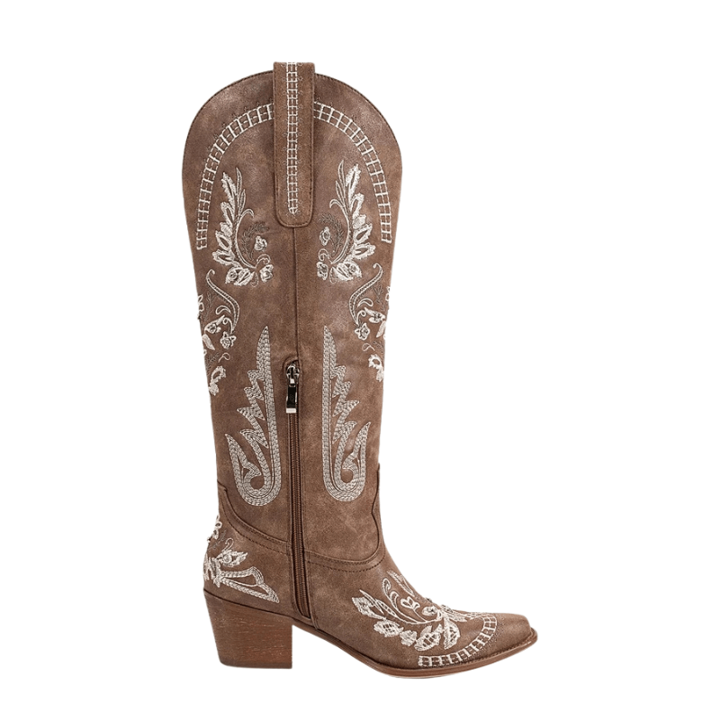 Broderade Cowgirl Boots i Mocka