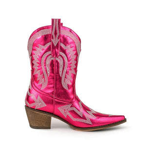 Broderade låga cowboyboots med chunky klack