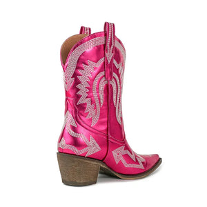 Broderade låga cowboyboots med chunky klack