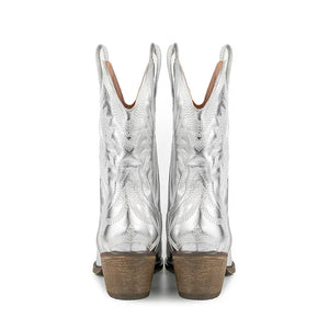 Broderade låga cowboyboots med chunky klack