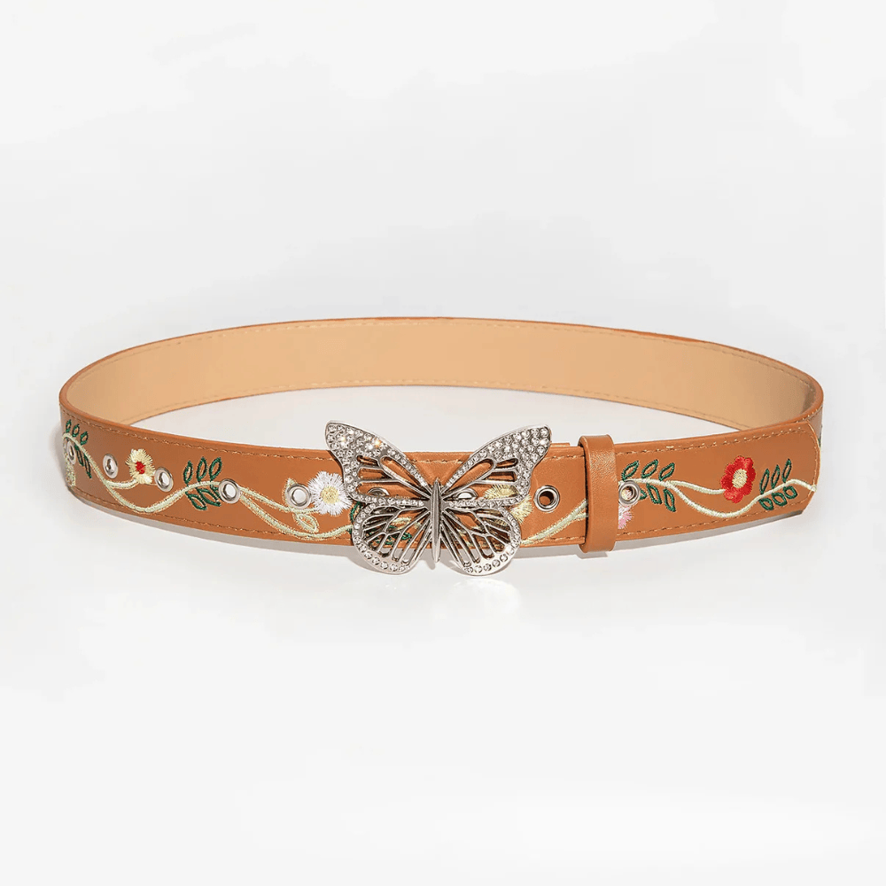 Broderat westernbälte fjärilsspänne dam