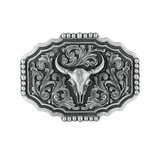 Buffelskalle Blommig Ram Bältesspänne Silver