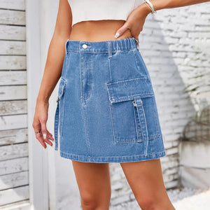 Cargo-kjol i denim Blå / S