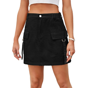 Cargo-kjol i denim Svart / S
