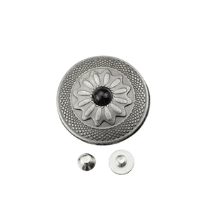 Concho 25 mm i Antiksilver med Färgsten Svart B