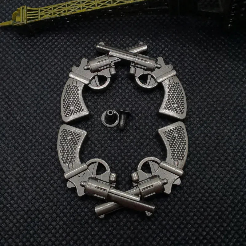 Concho antik metall med korsade revolvrar Antik silver