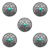 Concho Antiksilver med Blommönster Turkos / 25mm