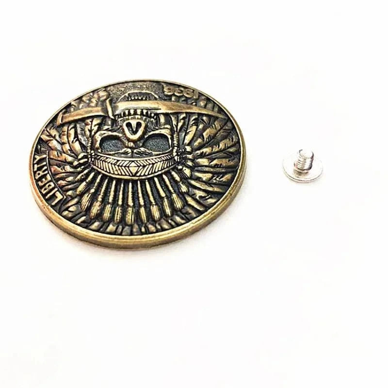Concho Döskalle i Mässing med Indianmotiv