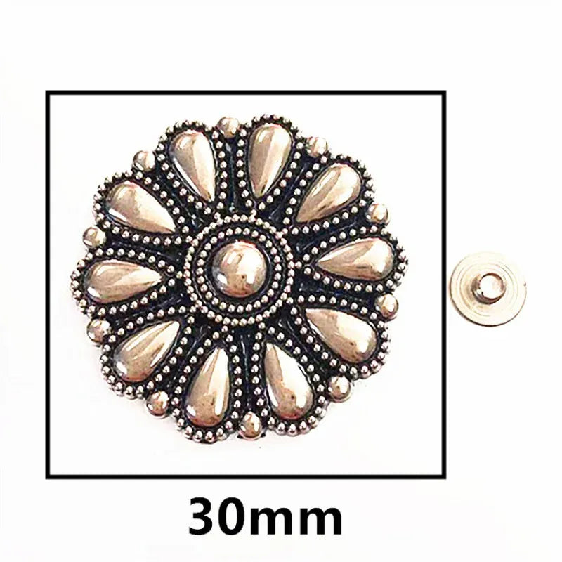 Concho vintageblomma Silver / 30mm