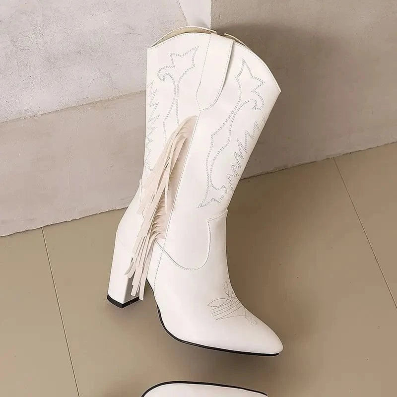 Country Boots med Fransar och Broderi